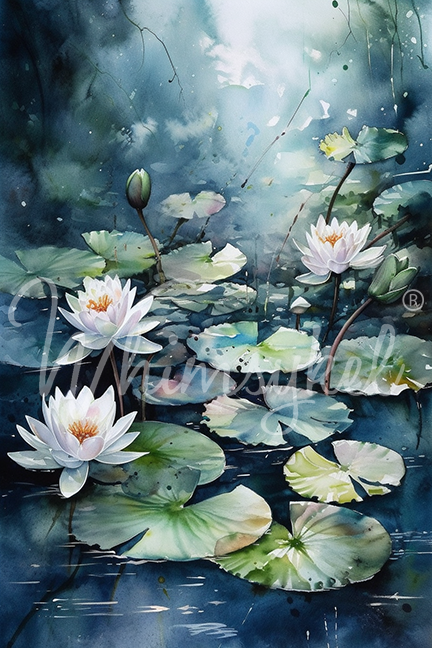 Blue Water Lillies - Whimsykel Paper