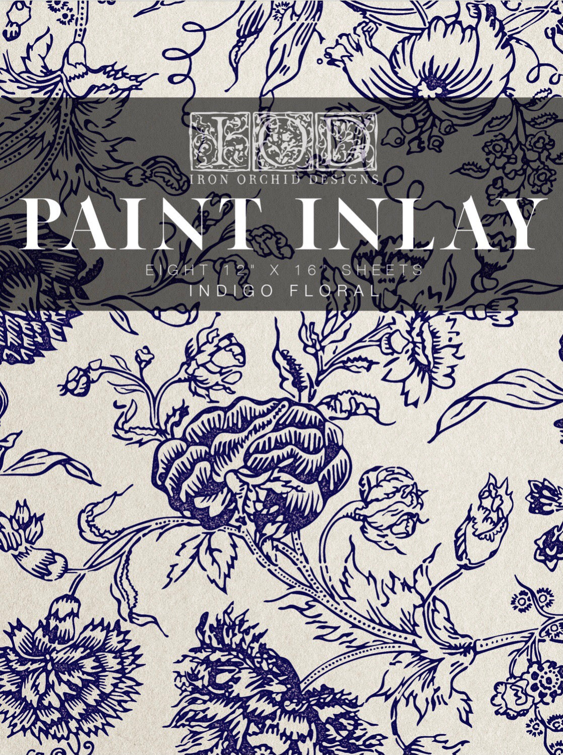Indigo Floral IOD Paint Inlay image 0