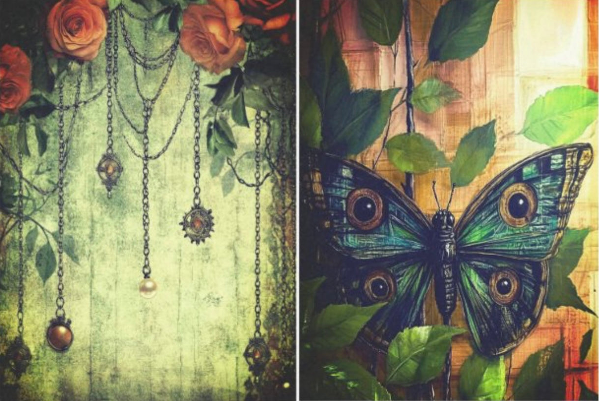Golden Chains/Emerald Wings Duo - Elsie Lane Decoupage Paper image 0