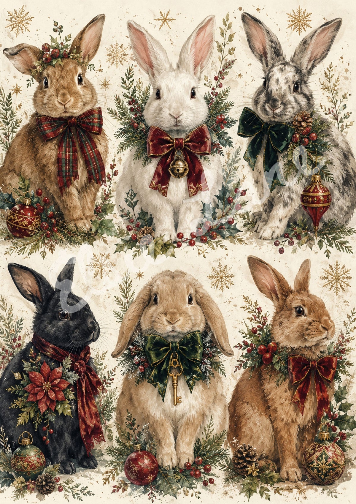 Holiday Hares - Elsie Lane Decoupage Paper