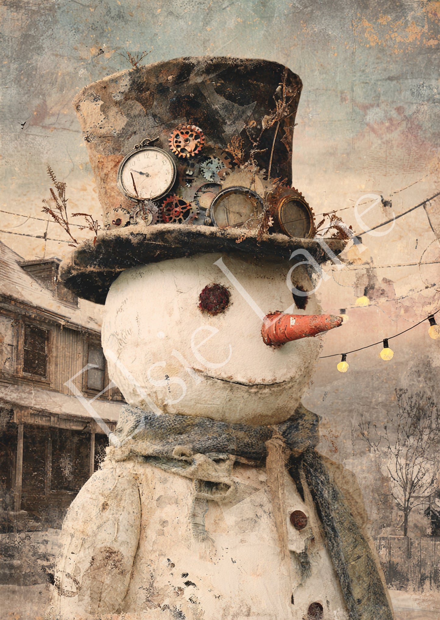 Ticktock Snowman- Elsie Lane Decoupage Paper