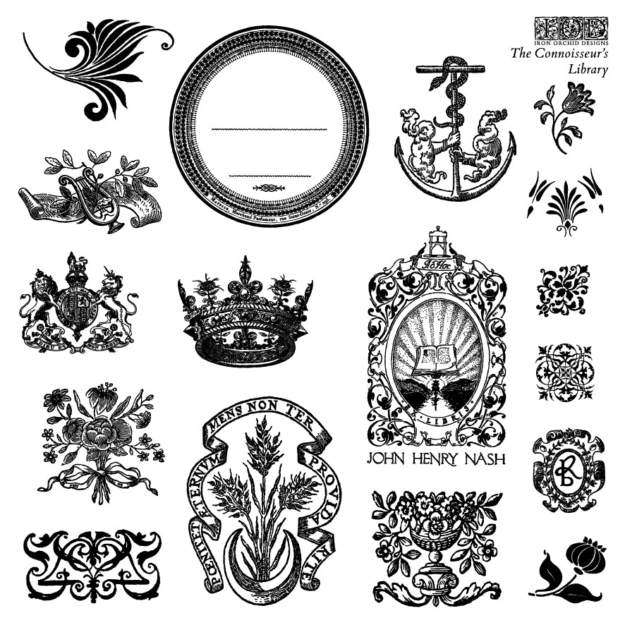 The Connoisseur's Library Decor IOD Stamp (2026 Summer Release)