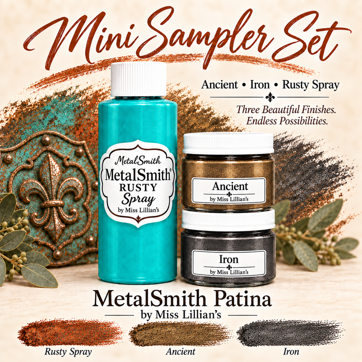 MetalSmith Mini Sampler Sets - Ancient, Iron, Rusty Spray