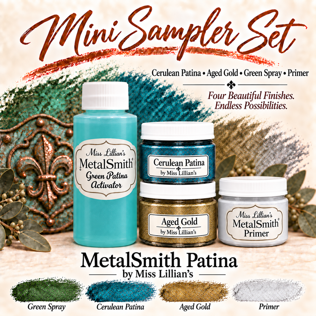 MetalSmith Mini Sampler Sets - Cerulean Patina, Aged Gold, Green Spray