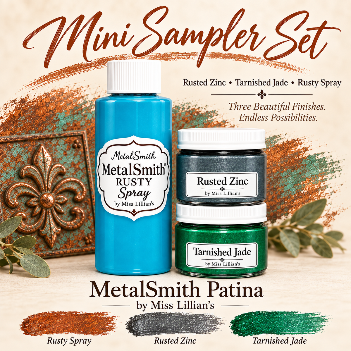 MetalSmith Mini Sampler Sets - Rusted Zinc, Tarnished Jade, Rusty Spray