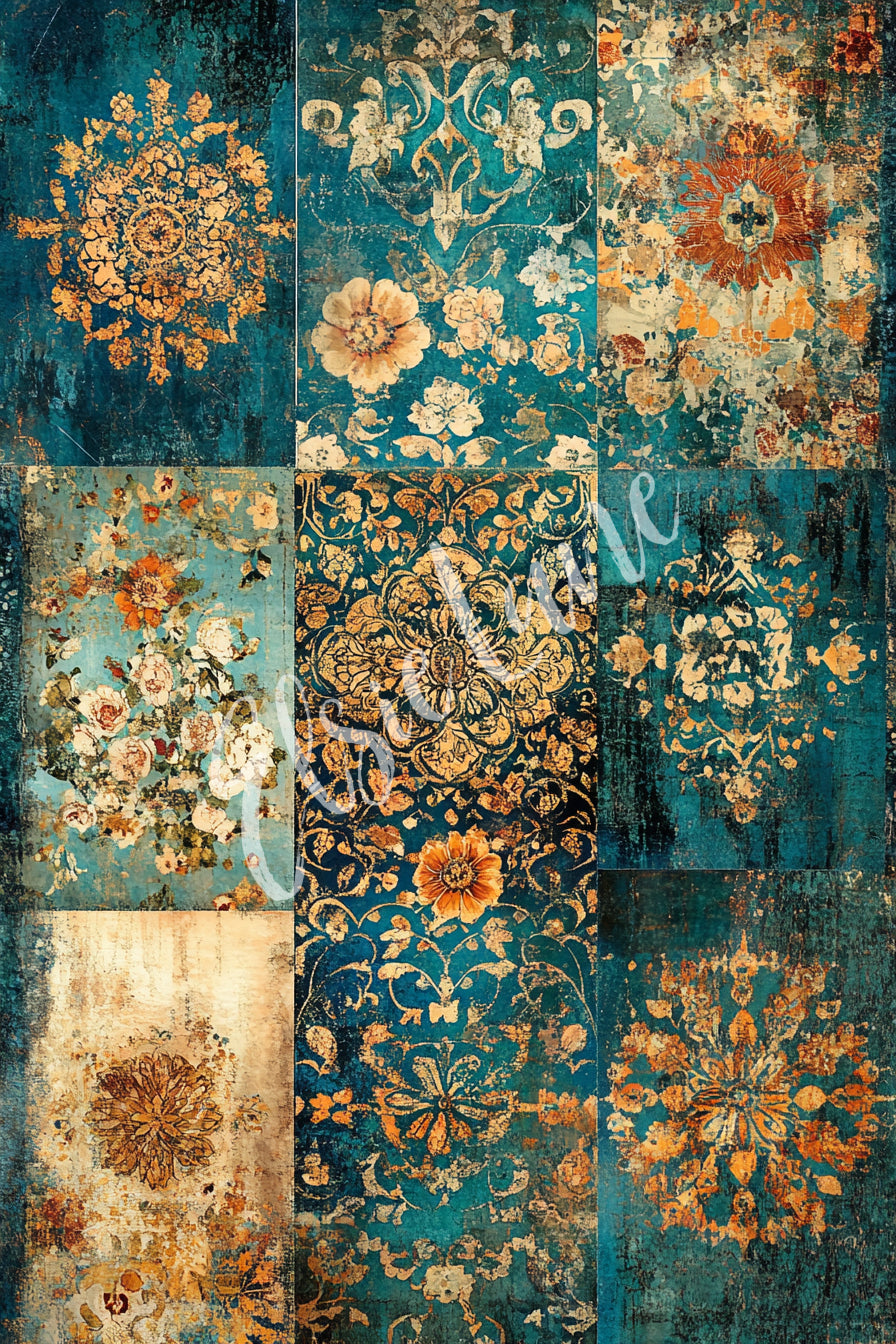 Boho Backgrounds (9 designs) - Elsie Lane Decoupage Paper image 0