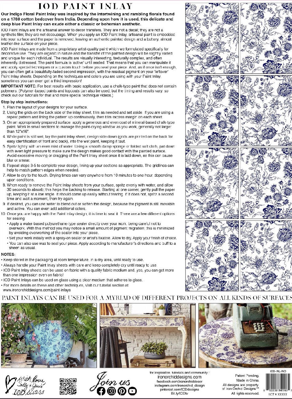 Indigo Floral IOD Paint Inlay image 1