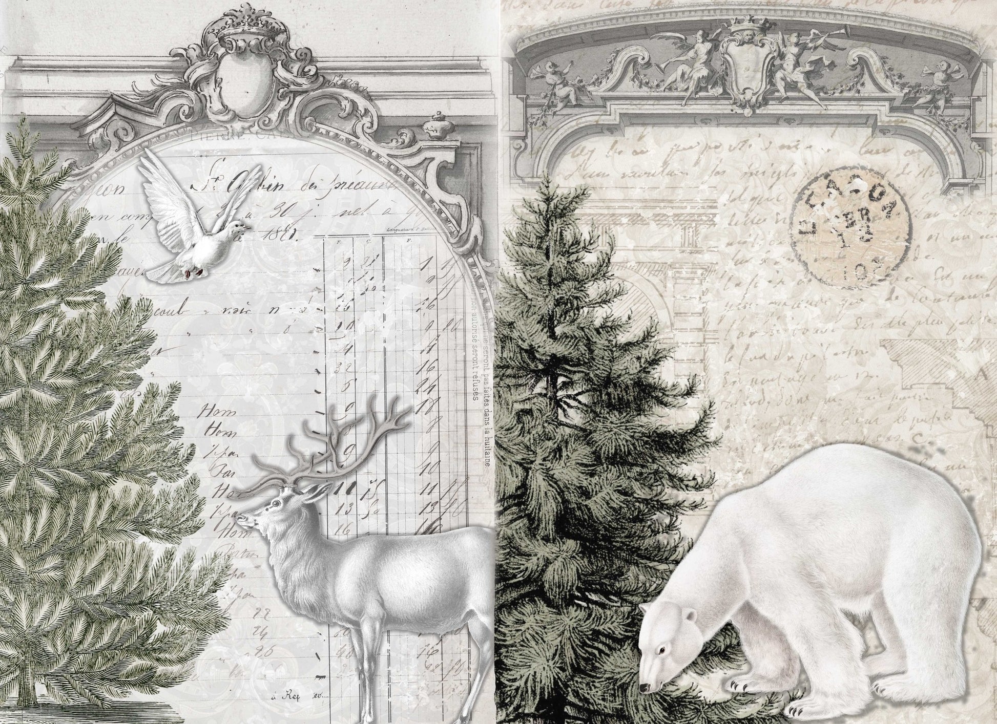 Neutral Christmas Project Blocks - Roycycled Decoupage image 0