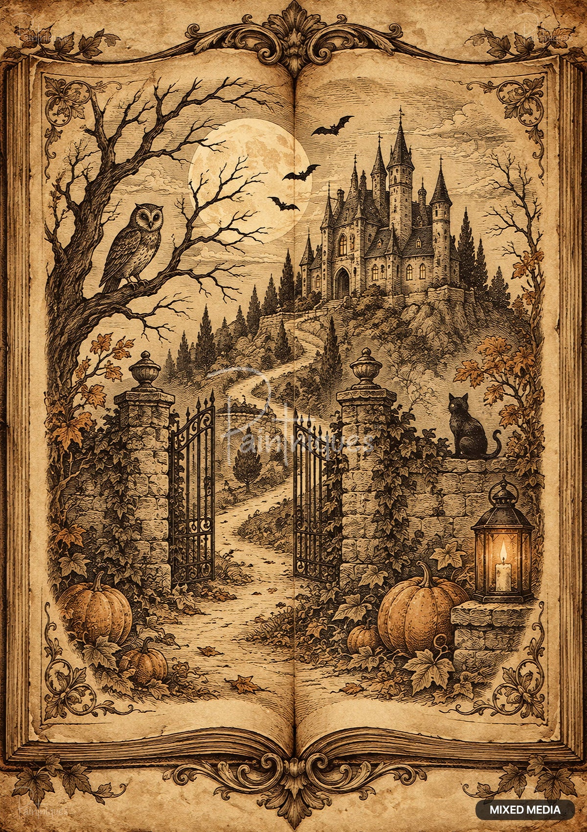 Haunted Pages 1 (Portrait) Decoupage Paper - Paintniques