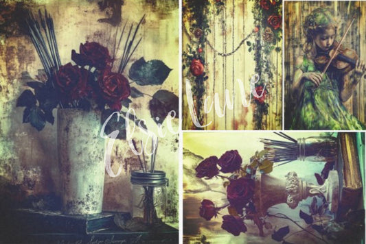 Serenade in Green (4 designs) - Elsie Lane Decoupage Paper image 0