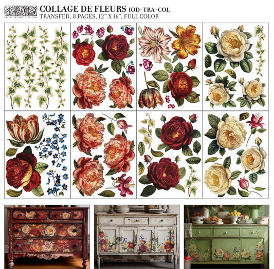Collage De Fleurs IOD Decor Transfer  image 0