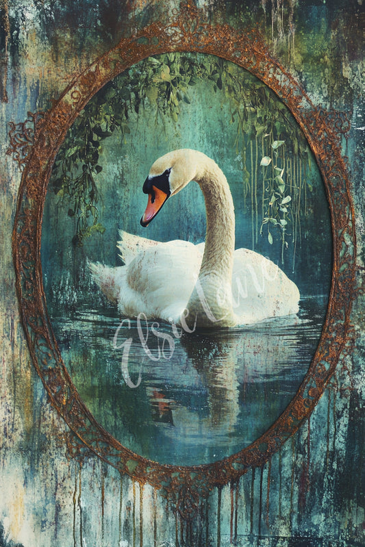 Celadon Swan - Elsie Lane Decoupage Paper image 0