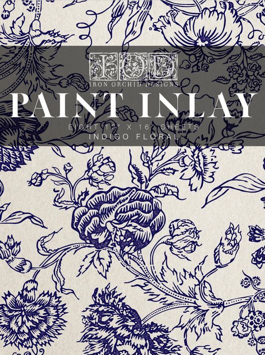 Indigo Floral IOD Paint Inlay image 0