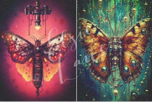 Steampunk Butterflies Duo - Elsie Lane Decoupage Paper  image 0