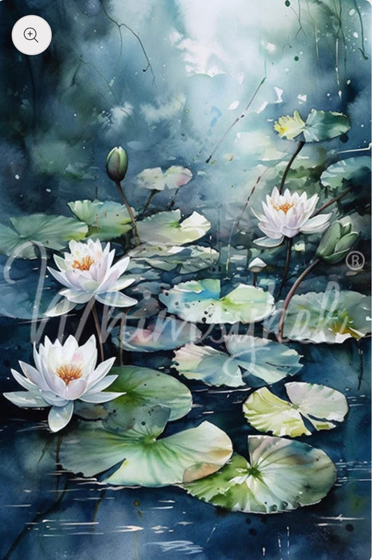 Blue Waterlillies - Whimsykel Paper image 0