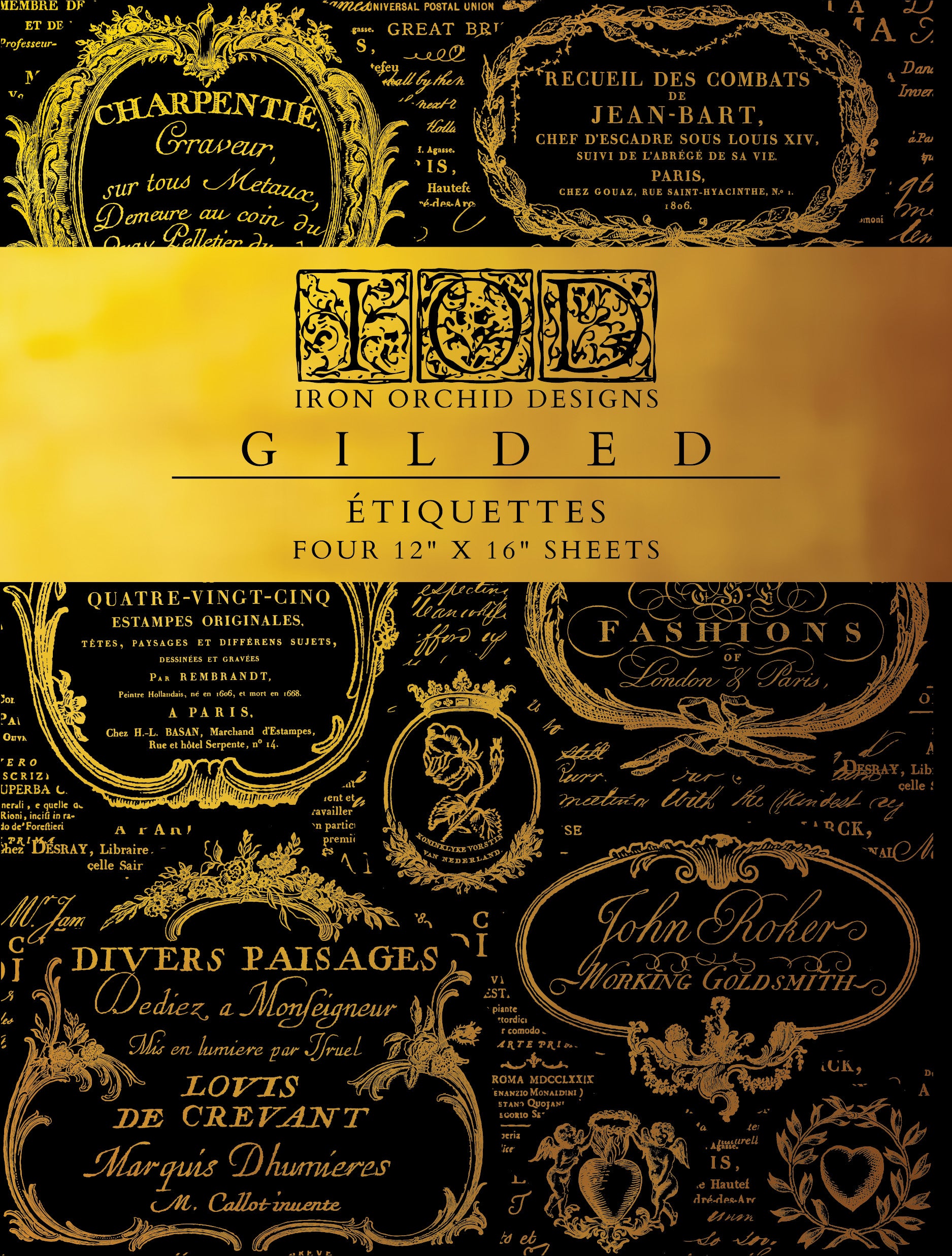 Etiquette Gold Foil Decor Transfer - IOD image 0