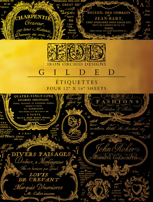 Etiquette Gold Foil Decor Transfer - IOD image 0