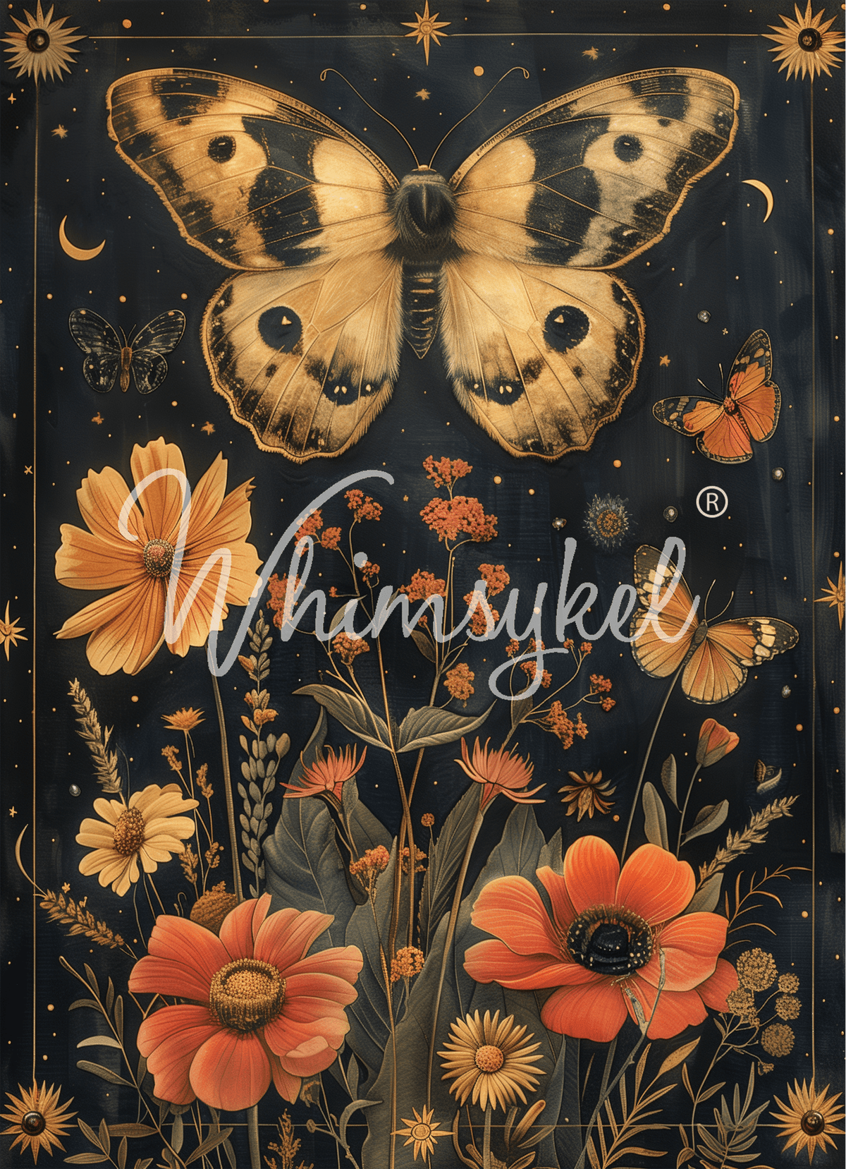 Midnight Moth |18lb Decoupage Tissue Paper | 21x29 in