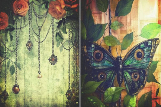 Golden Chains/Emerald Wings Duo - Elsie Lane Decoupage Paper image 0