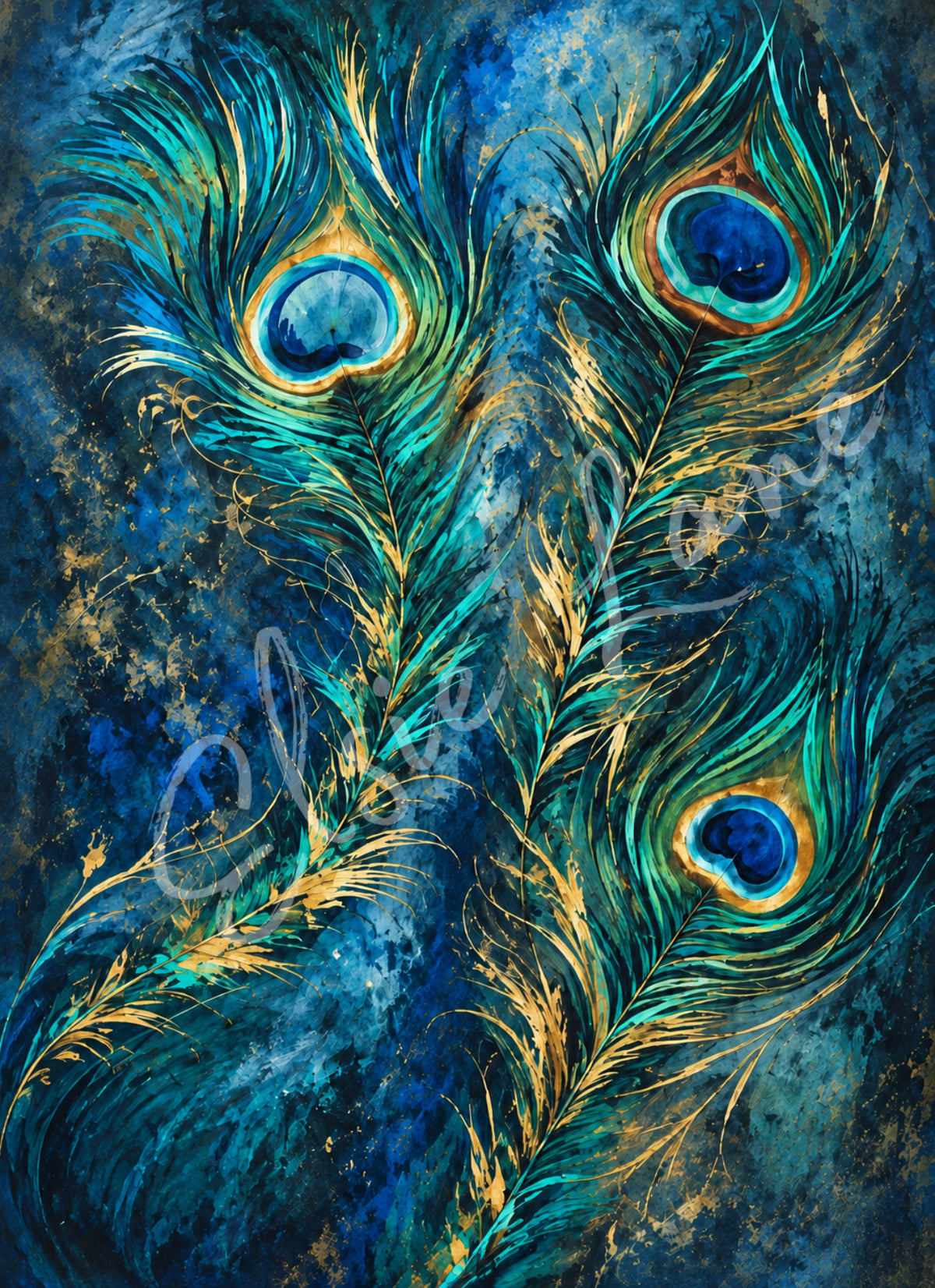 Guilded Plumes - by Debi Pfrimmer, Elsie Lane Decoupage Paper