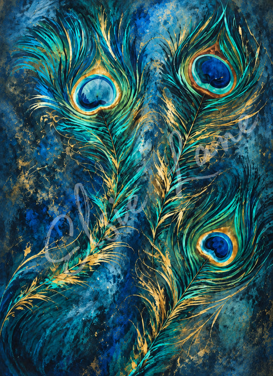 Guilded Plumes - by Debi Pfrimmer, Elsie Lane Decoupage Paper