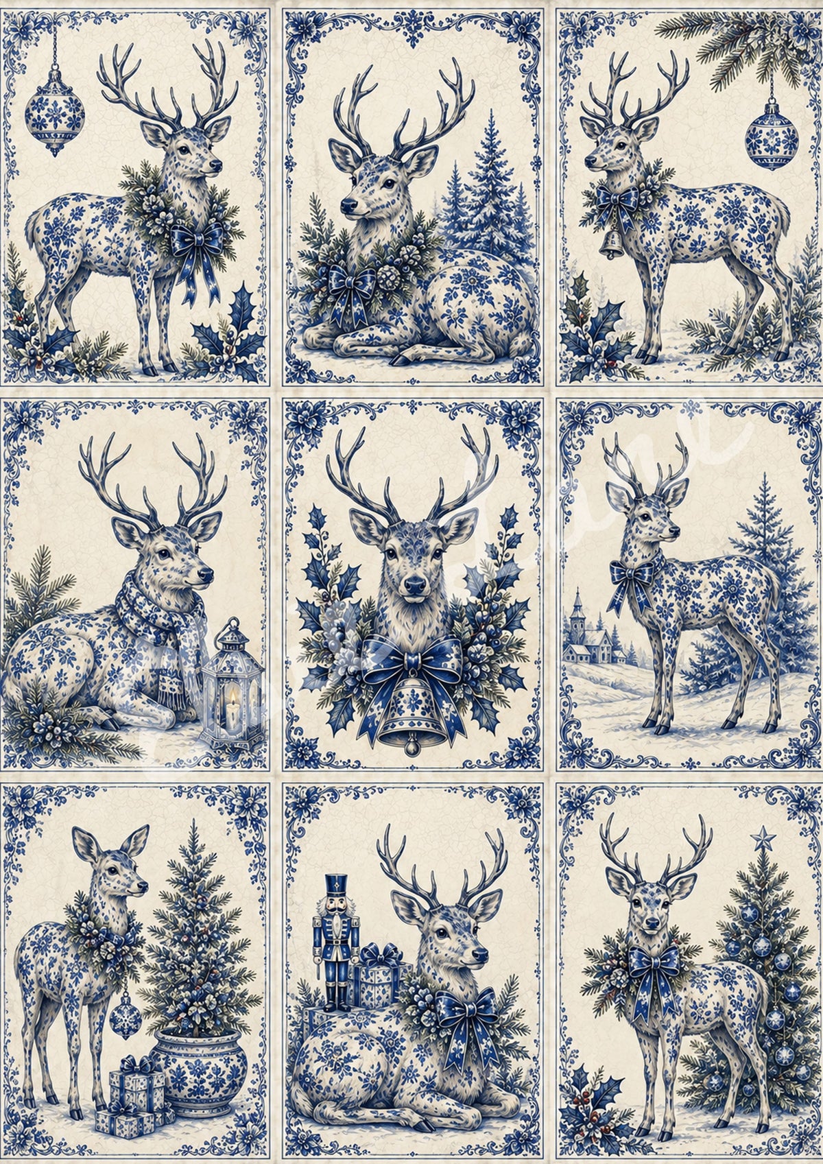 Blue Christmas Nine - Elsie Lane Decoupage Paper