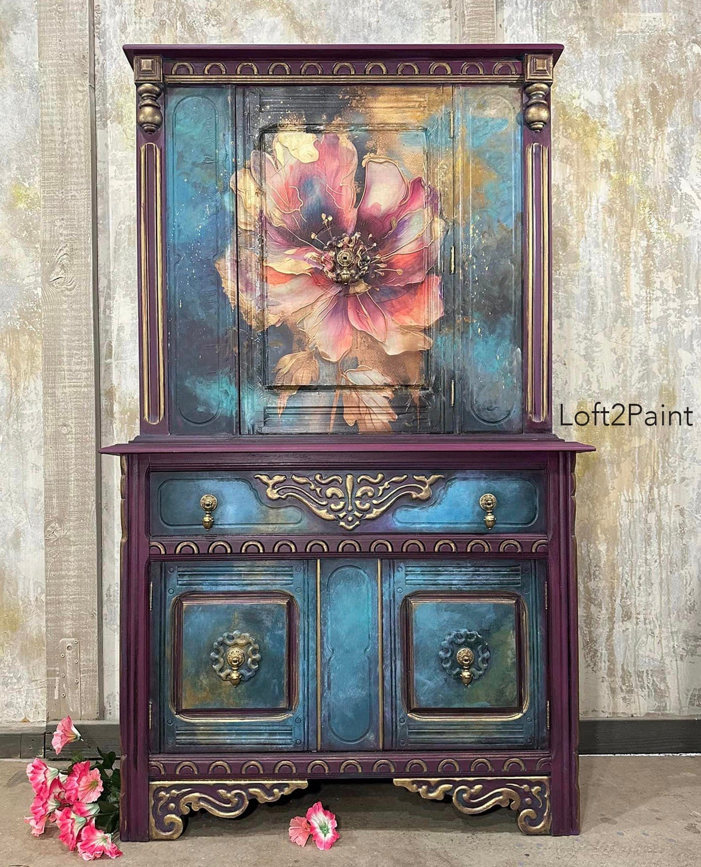Floral Metallic Ink | 18 lb Decoupage Tissue Paper | 2 Sizes