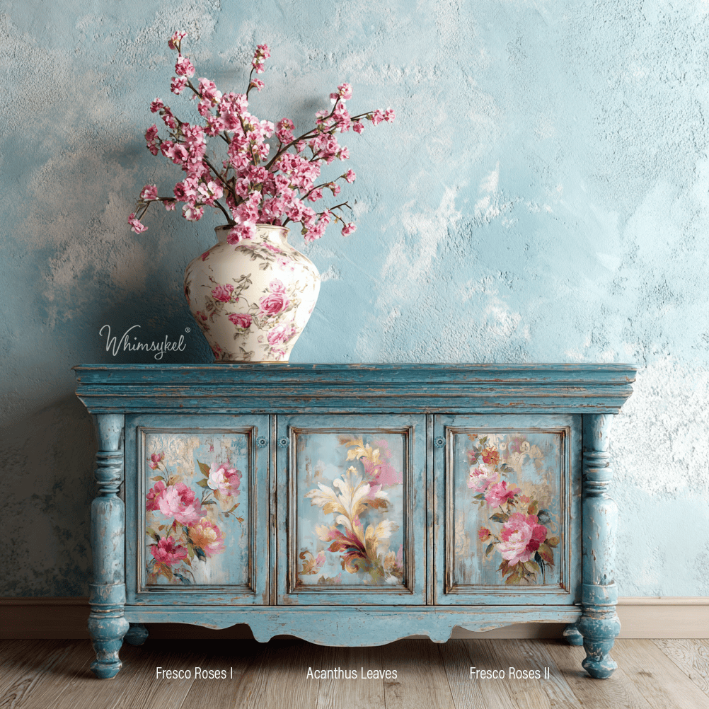 Fresco of Roses 1 | 18lb Decoupage Tissue Paper | 2 Sizes