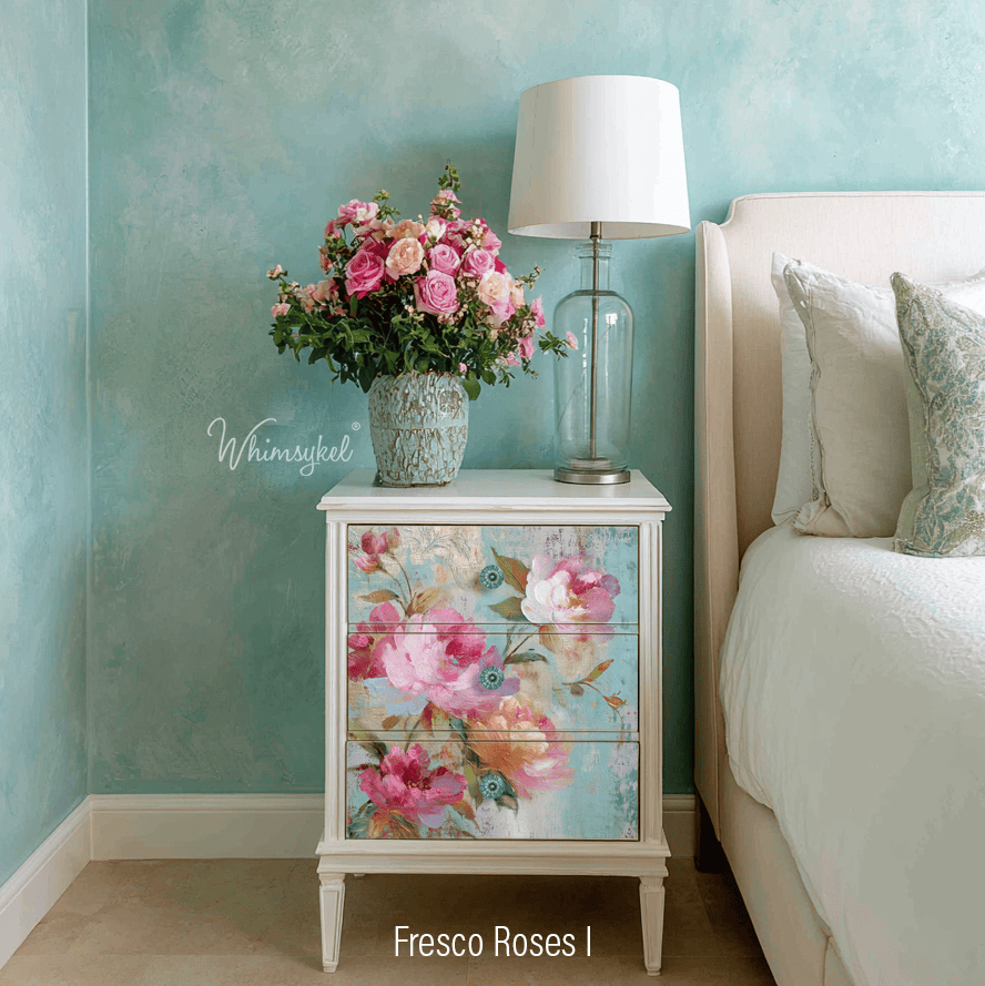Fresco of Roses 1 | 18lb Decoupage Tissue Paper | 2 Sizes