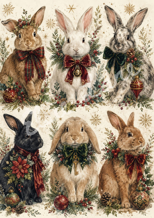 Holiday Hares - Elsie Lane Decoupage Paper