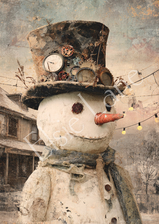 Ticktock Snowman- Elsie Lane Decoupage Paper