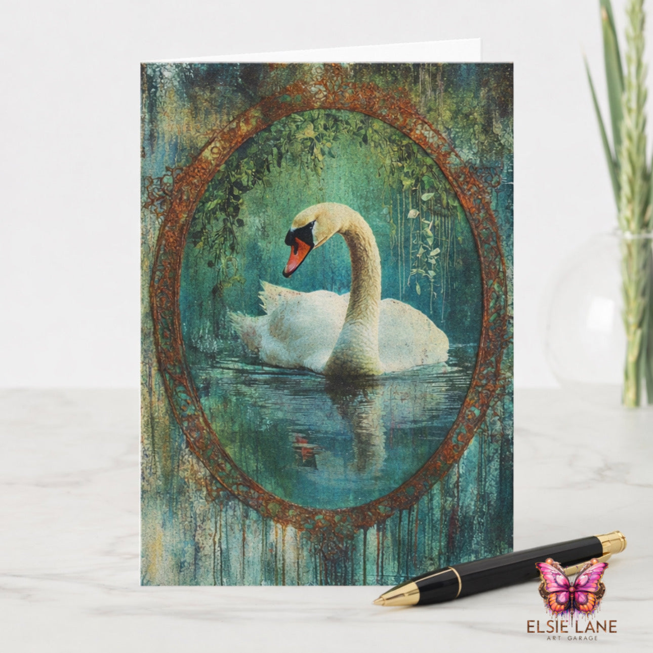 Celadon Swan (5” x 7” Art Card)