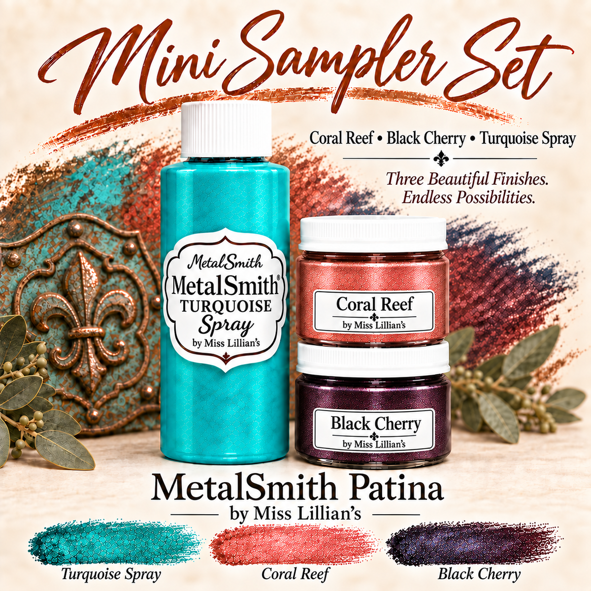 MetalSmith Mini Sampler Sets - Coral Reef, Black Cherry, Turquoise Spray