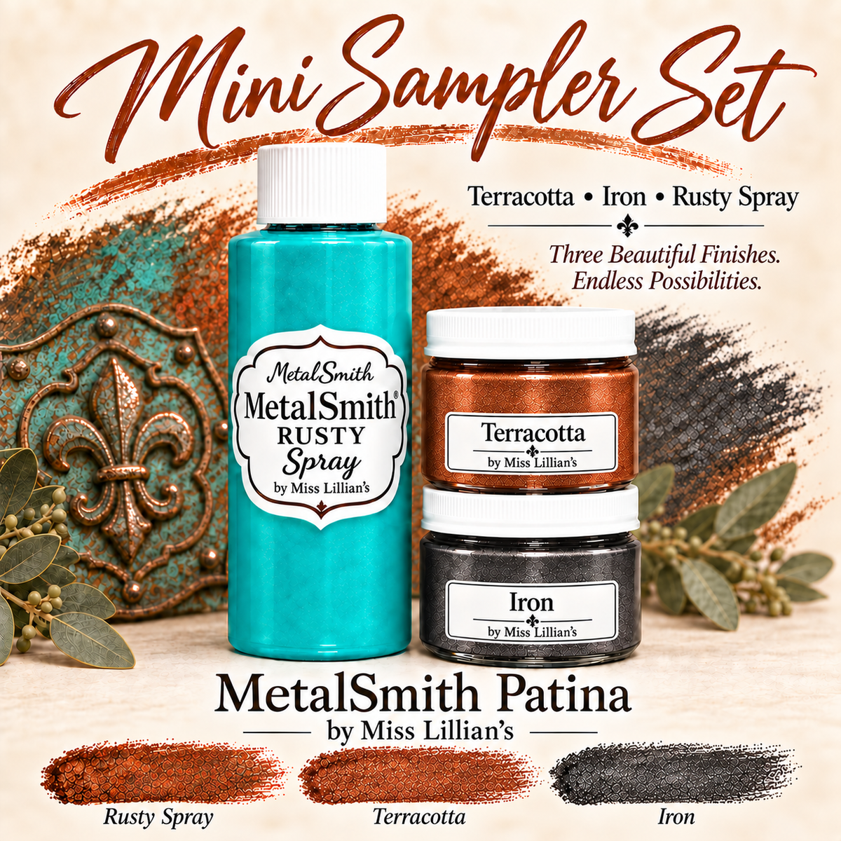 MetalSmith Mini Sampler Sets - Terracotta, Iron, Rusty Spray