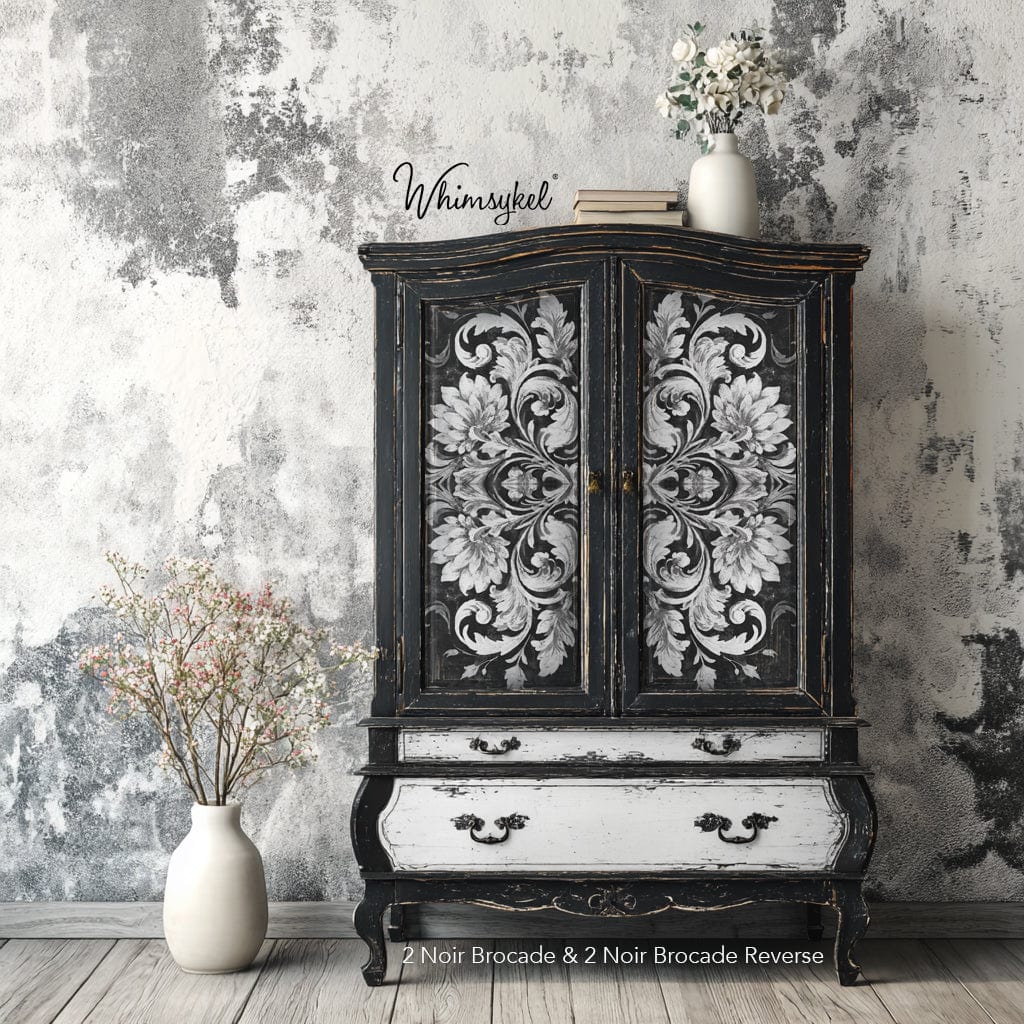 Noir Brocade Reverse | 18 lb Decoupage Tissue Paper | 2 Sizes