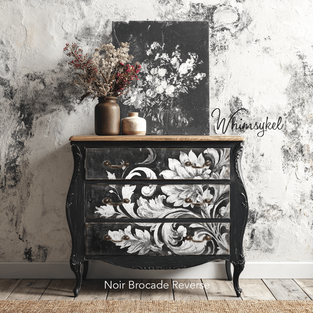 Noir Brocade Reverse | 18 lb Decoupage Tissue Paper | 2 Sizes