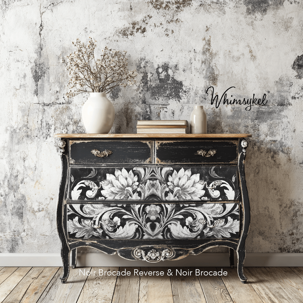 Noir Brocade Reverse | 18 lb Decoupage Tissue Paper | 2 Sizes
