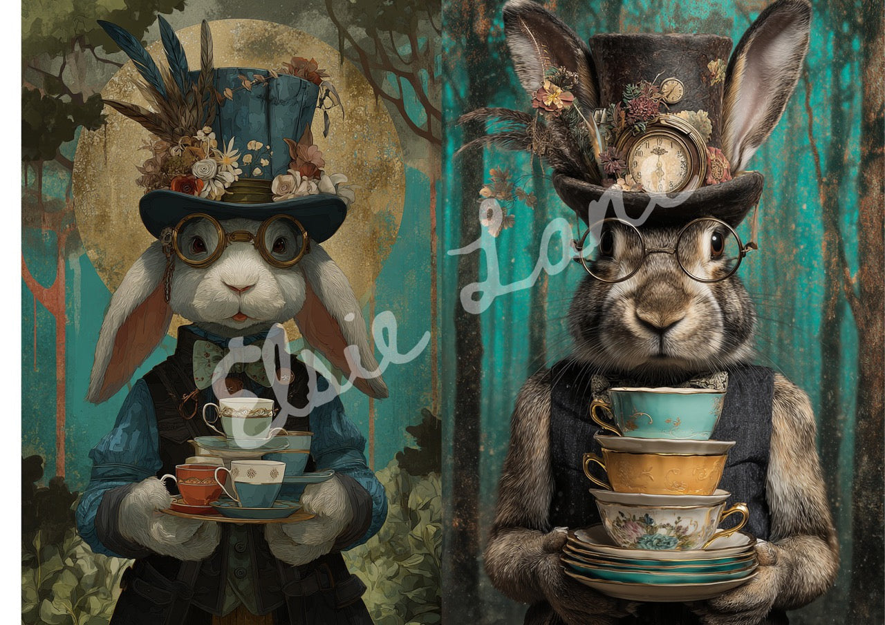 Bunnies Serving Tea