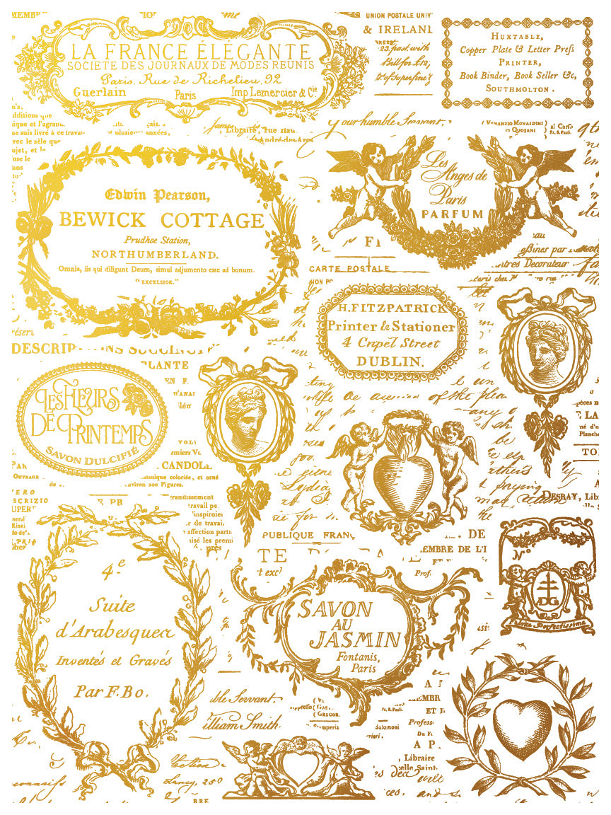 Etiquette Gold Foil Decor Transfer - IOD image 2