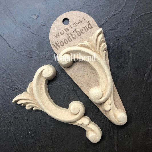 WUB - 1341, WooduBend, Pair, Crescent, Heatable, Bendable, Glue on, Wood Trim - WooduBend