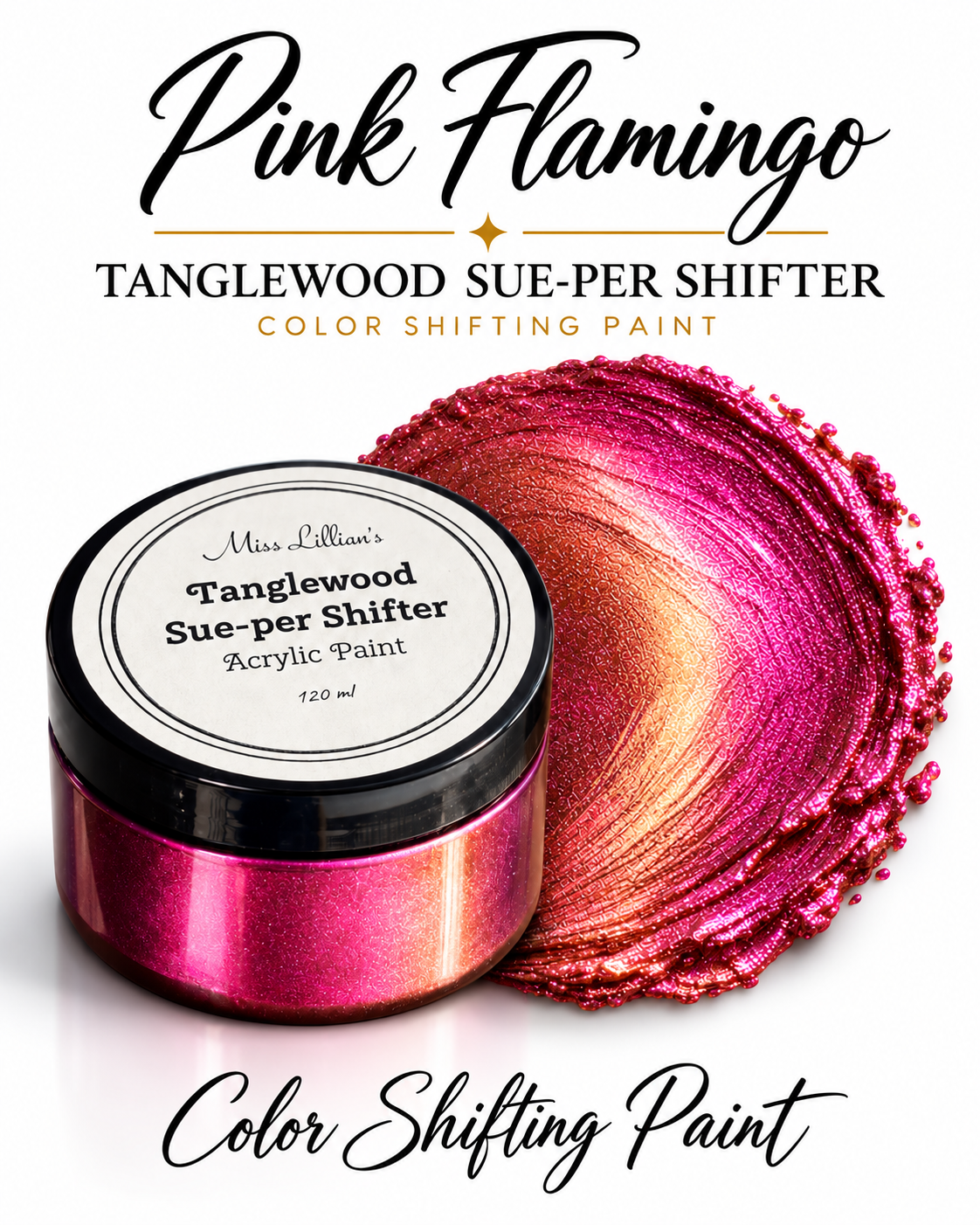 Pink Flamingo Color Shifting Paint – Hot Pink, Coral & Gold | Tanglewood Sue-per Shifter