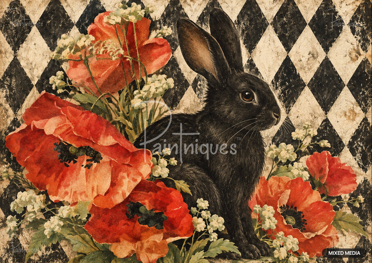 Poppy Noir Decoupage Paper - Paintniques