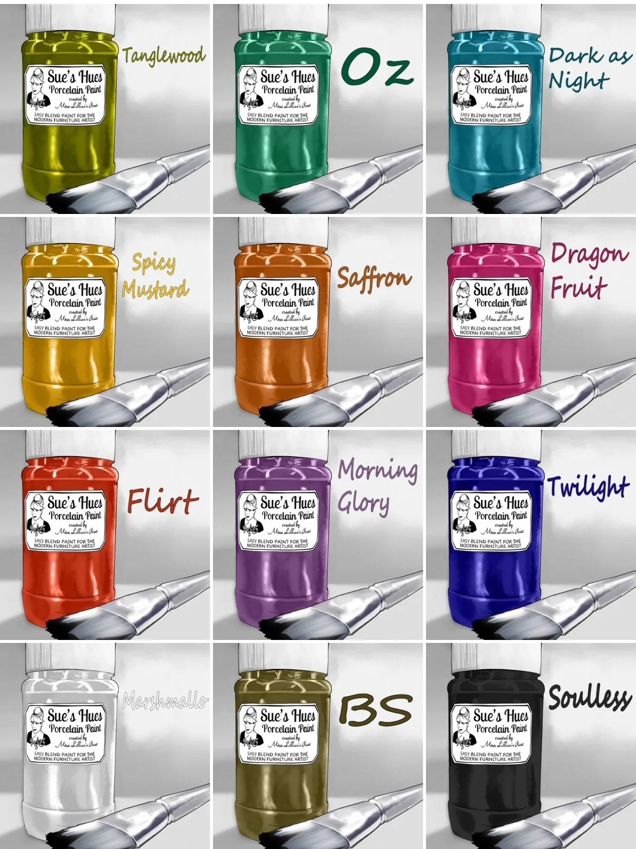 Sue's Hues Porcelain Paint: Spicy Mustard (yellow) | Chalk & Clay Paint |