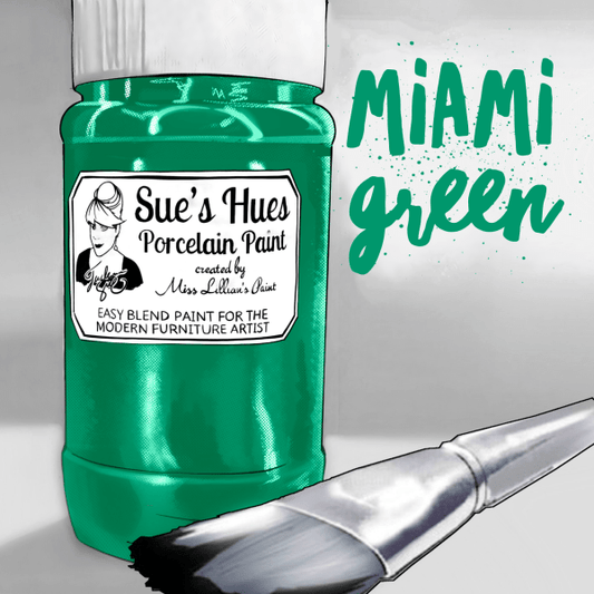 Sue's Hues Porcelain Paint: MIAMI Green | Chalk & Clay Paint |