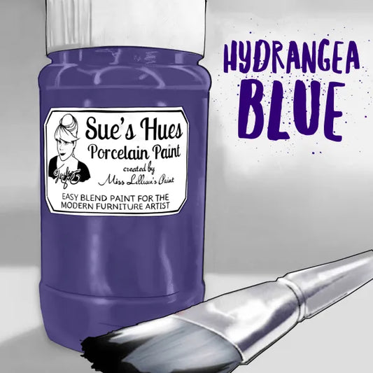 Sue's Hues Porcelain Paint: Hydrangea Blue| Chalk & Clay Paint |