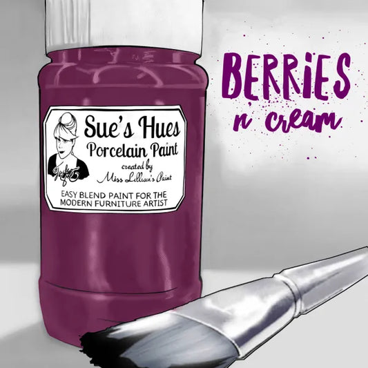 Sue's Hues Porcelain Paint: Berries In Cream (dark pink) | Chalk & Clay Paint|