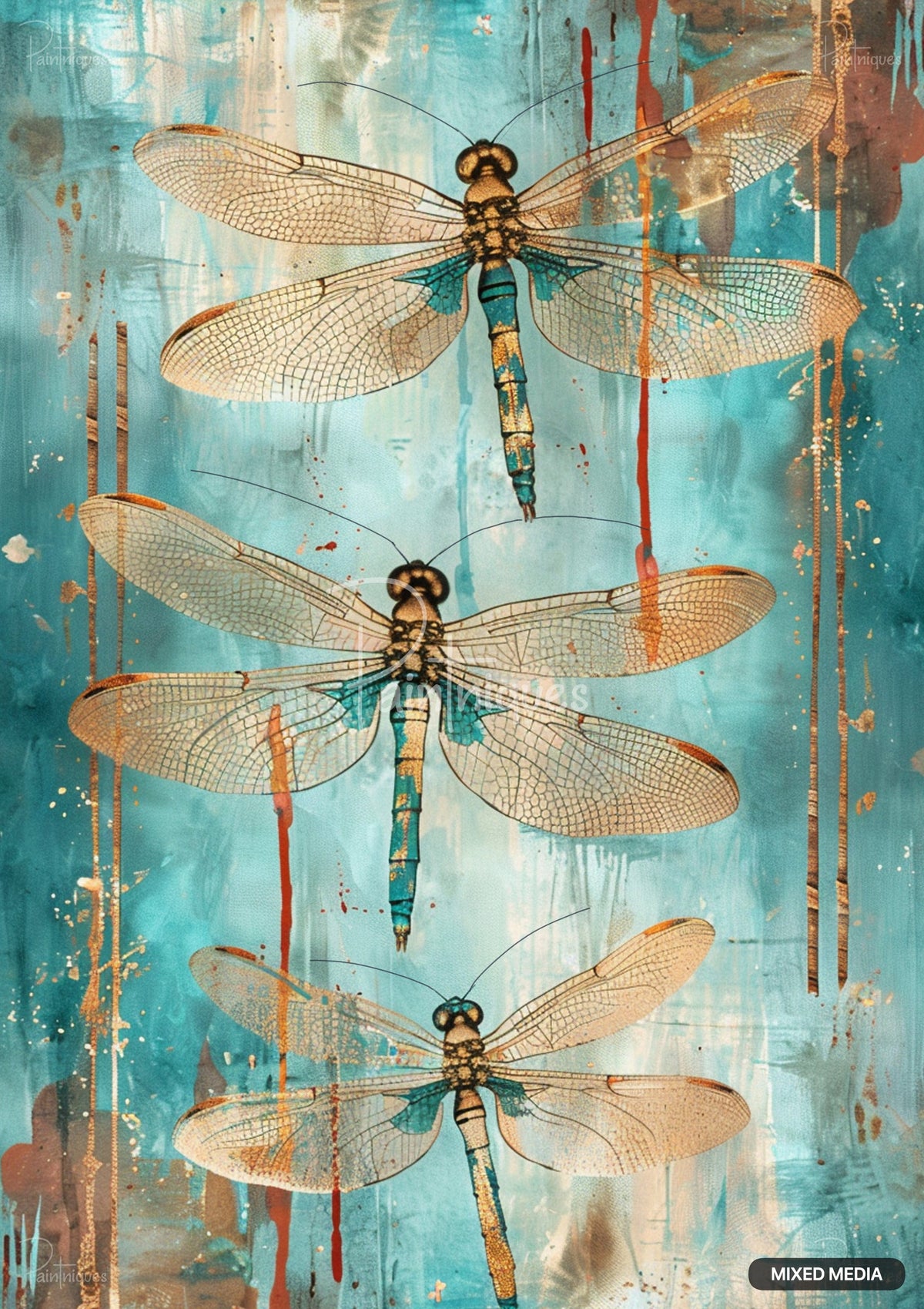Sunwashed Dragonflies Decoupage Paper - Paintniques